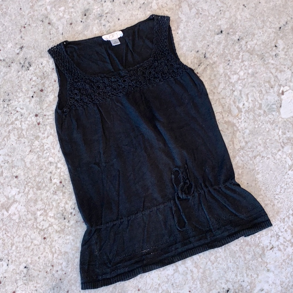 Loft Black Sleeveless Peplum Top XS